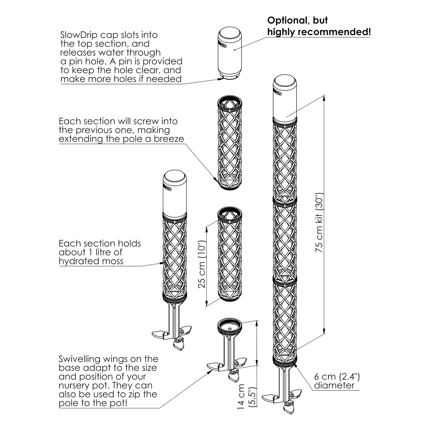 XL-Line Modular Moss Pole