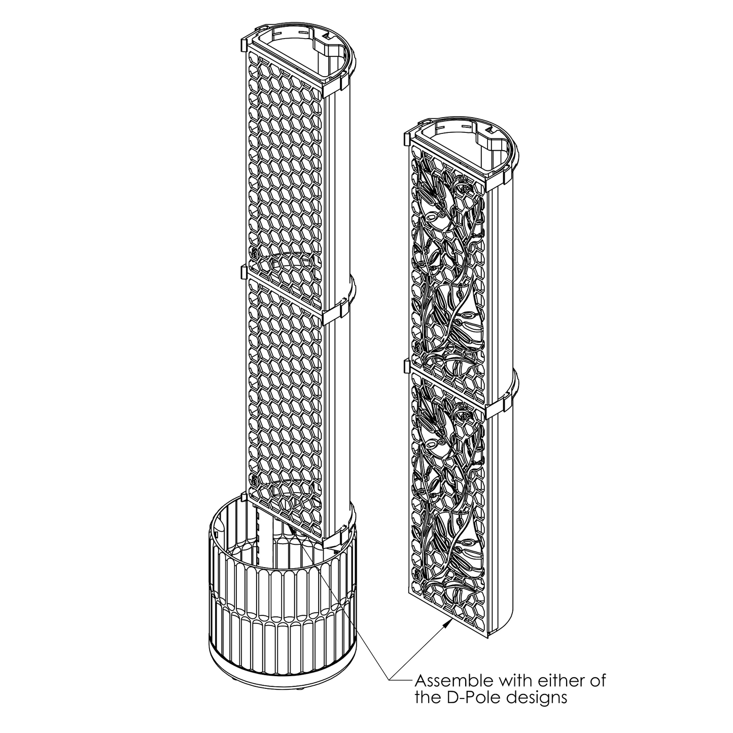 Anchor Planter for D-Shaped Moss Pole - Flutes - 2.5L