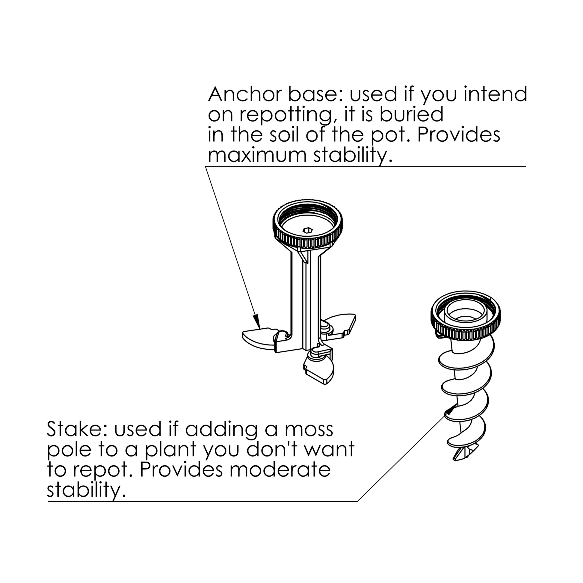 moss pole stake XL Moss Pole Kit Large Diameter: Modular & 3D Printed Design by Plant Lovers – Mythos3Design